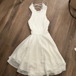 Two sisters white dress with tie up back